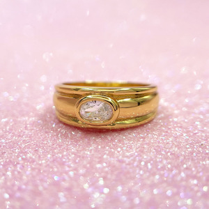 Wholesale High Quality Simple Design <b>Dainty</b> Chunky 18k Gold Plated Cubic Zirconia <b>Rings</b> for Women and Men - Product Image 1
