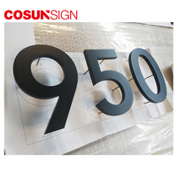 Plaque de numéro de maison COSUN moderne en métal doré et acrylique réfléchissant pour appartements et chambres d'hôtel, à fixer au mur