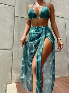 Conjunto de Bikini de 3 Piezas Estampado con Pareo Tie Dye, Traje de Baño <span class=keywords><strong>Push</strong></span>-<span class=keywords><strong>Up</strong></span>, Trajes de Baño Sexys para Mujer <span class=keywords><strong>2026</strong></span> - Product Image 4