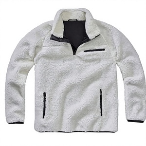 Sudadera de Forro Polar Blanco para Hombre, Cuello Medio con Cierre, Corte Regular, Color Sólido, Cortavientos, Chaqueta Casual de Invierno - Product Image 1