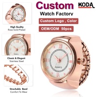 Mini montre à quartz vintage argentée, bracelet élastique, pour fiançailles, mariage, hip-hop, montre à doigt antique pour homme