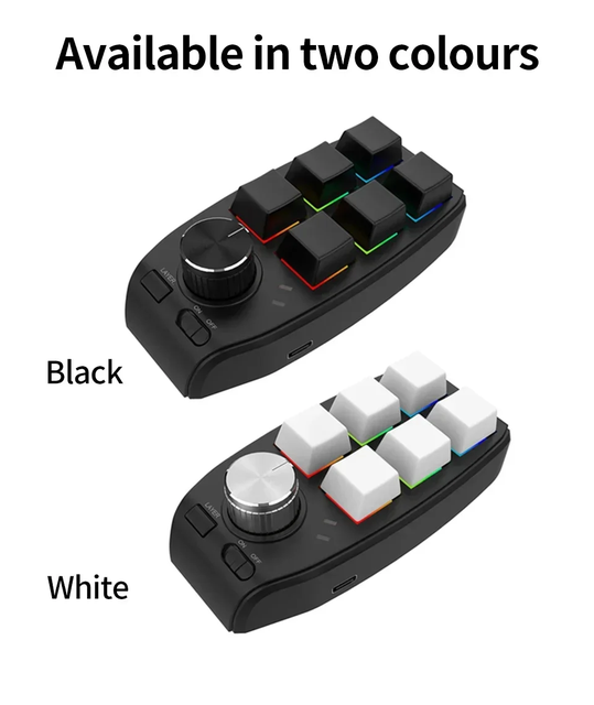RGB Macro Keyboard Gaming 6 Keys + 1 Volume Knob Wired/Wireless Gaming Keypad Red Switch Hot Swap Copy Paste Support for Windows