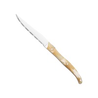 Ensemble de couteau et fourchette à steak de style occidental, personnalisé, original, breveté, avec manche en acrylique ambré, réutilisable, en acier inoxydable 420, cadeaux d'affaires