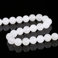 Perles de pierre de jade blanc glace naturel JD Gems, 8 mm et 10 mm, semi-précieuses, finies, lisses et rondes, pour la fabrication de bijoux