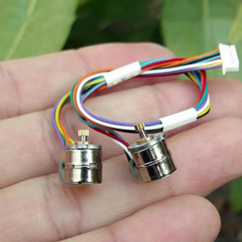 2PCS/Set Micro Mini Stepper Motor 2 Phase 4 Wire Line Stepping Motor with Small Copper Gear and Connecting Camera Parts