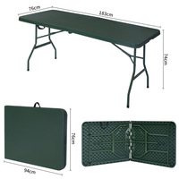 Table pliante moulée par soufflage de 1,8 m, table de formation et de conférence, table portable verte pour l'extérieur