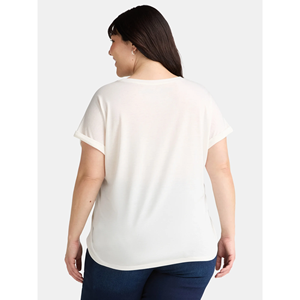 Camiseta de cuello redondo informal de moda de algodón 100% transpirable con logotipo estampado OEM personalizado de calidad excepcional para mujer - Product Image 3