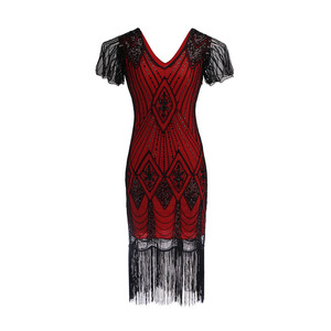 Minthson 1920 S Gatsby <span class=keywords><strong>flapper</strong></span> bạc trang trí frindge HEM tôn tạo ăn mặc 8 đến cộng với kích cỡ - Product Image 5