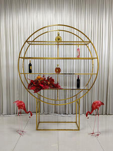 Gold Wedding <b>Wine</b> <b>Rack</b> Home Party and Reception Bar Background <b>Rack</b> <b>with</b> Bookshelf Flower Stand for Wedding Decorations - Product Image 5
