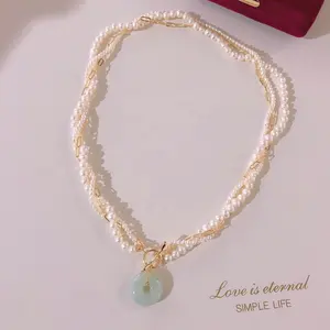 Haiyang freshwater pearl necklace women natural pearl necklace jewelry with jade