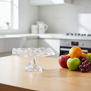 37.8cm hollow flower square shape with base Decoration Wedding crystal glass Candy Storage Container Glass Candy fruit bowl - Product Image 5