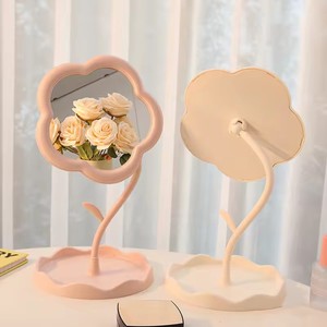 Espejo de maquillaje decorativo en forma de flor, 1 Uds., decoración del hogar, joyería, accesorios para el cabello, bandeja de mesa para boda - Product Image 1