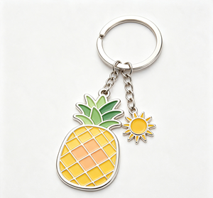Llavero de Metal Personalizado con Diseño de Piña y Sol, Anillo para Llaves de Aleación de Zinc Esmaltado, Ligero, Regalo Promocional, Souvenir - Product Image 3