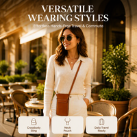 Étui à lunettes en cuir à bandoulière avec pochette pour téléphone et cordon de cou, étui à lunettes de soleil personnalisé pour le voyage