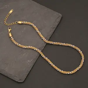 Nieuwe Populaire Sieraden Geometrische Vorm Metalen Sleutelbeen Ketting Dual Color Ketting Voor Vrouwen