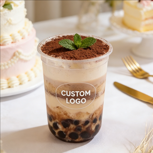 Vasos de Plástico Transparente Esmerilado en Forma de U con Logotipo Personalizado, 20 oz 500 ml, para Bodas, Jugos, Yogur y Bebidas - Product Image 1