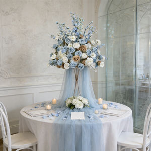 Décorations de table de mariage DKB-FB1252, boules de fleurs roses bleu clair, centres de table pour les fiançailles, célébrations, fêtes - Product Image 1