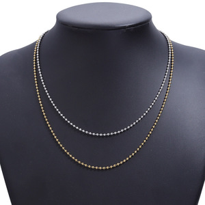 Collier unisexe en acier inoxydable plaqué or 18 carats avec chaîne de perles en forme de boule, idéal pour un usage quotidien - Product Image 4