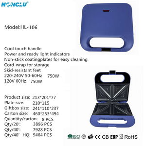 Grille-pain électrique basique personnalisé et économique, appareil à sandwich, 3 en 1, chauffage double face, plaque chauffante antiadhésive, triangle, 750W, usage domestique - Product Image 2