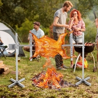 Grill à charbon de bois de style brésilien avec moteur électrique, rôtissoire moderne en acier inoxydable pour porc et poulet, pour barbecue en plein air