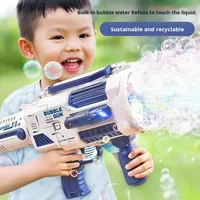 Máquina de Burbujas de Plástico para Niños, Pistola de Burbujas Espacial Gatling Recargable, Totalmente Automática, para Niños y Niñas