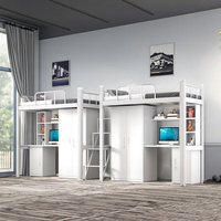 Lit superposé en acier durable avec table inférieure, assemblé et portable, idéal pour les dortoirs universitaires et les salons d'appartements