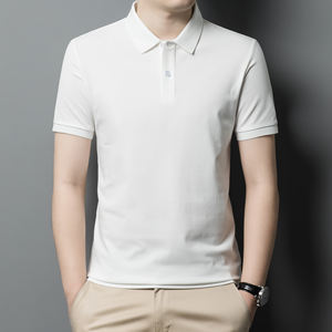 T-Shirt Formale in Cotone Lavorato a Maglia di Alta Qualità, Antipiega, con <span class=keywords><strong>Filo</strong></span> Dorato per Uomo, Produzione ODM Personalizzata all'Ingrosso - Product Image 2