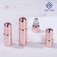 Flacon roll-on de luxe en verre rose doré vide pour huiles essentielles et parfums, 1ml 2ml 3ml 5ml, avec capuchon rose, lot de 100 pièces