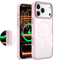 Étui magnétique givré de luxe compatible avec iPhone 18 17 Pro Max, cadre de caméra en métal, boutons colorés, coque antichoc