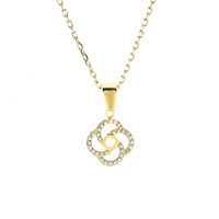 Mode femmes pierres précieuses pendentif collier main/trèfle/fleur CZ breloques 18k plaqué or acier inoxydable Zircon pendentif bijoux