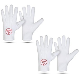 Gants Maçonniques Uzair Umair Grand Maître, 100% Coton Écologique, Séchage Rapide, Respirants, pour la Loge Rouge, Utilisation Quatre Saisons - Product Image 1