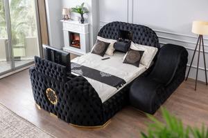 Cama con Elevador para TV, Portavasos y Chimenea Integrada, Diseño Moderno PZCN HOME - Product Image 2