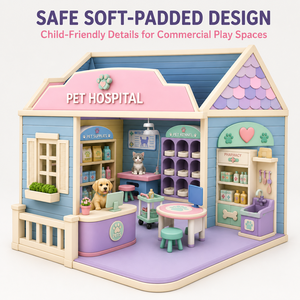 Maison de jeu personnalisée pour enfants, <span class=keywords><strong>en</strong></span> forme de clinique vétérinaire, avec rembourrage doux, incluant des stations d'examen vétérinaire, de <span class=keywords><strong>pharmacie</strong></span> et de toilettage pour animaux, pour les crèches et les écoles maternelles - Product Image 2