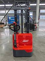 Forklift Pallet Stacker Listrik Penuh 1,5 Ton 2 Ton Tipe Berjalan dengan Tiang Dua Tingkat Baterai Lithium-ion