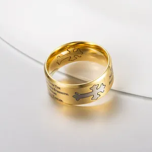 Anillo de Cruz Religioso de Acero Inoxidable Cepillado con Letras de <span class=keywords><strong>Isaías</strong></span> para Hombre y Mujer, Joyería Religiosa Moderna para el Dedo - Product Image 5