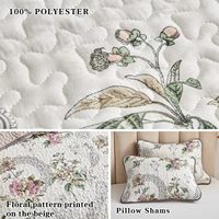 Ensemble de literie 3 pièces, housse de couette beige florale réversible, couvre-lit doux en microfibre légère