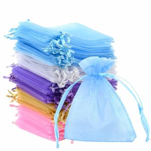 100Pcs Transparent Polyester Organza <b>Bags</b> 810CM with Drawstring Wedding & <b>Party</b> <b>Gift</b> Pouches Multiple Colors (5 Colors) - Product Image 1