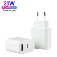 Chargeur mural portable certifié CE ETL à charge rapide PD20W QC3.0, adaptateur secteur USB-C de voyage, chargeur double port pour iPhone Android