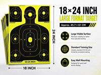 Cibles de tir réactives haute visibilité 18x24 pouces, silhouettes multi-zones pour entraînement, OEM, marque privée, vente en gros personnalisée