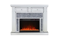Console en forme de piano LED Cheminée électrique Meuble TV avec miroir Unité TV avec lumière LED