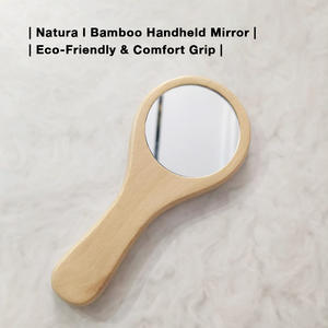 Espejo de Bambú Iluminado al por Mayor con Logotipo Láser, Acabado Bronce, Espejo Redondo Mini Portátil para Entusiastas de la Belleza - Product Image 3