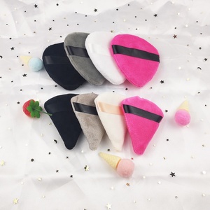 Etiqueta privada de gran tamaño polvo suelto Puff <span class=keywords><strong>cara</strong></span> <span class=keywords><strong>cosida</strong></span> a mano triángulo suave rosa negro <span class=keywords><strong>maquillaje</strong></span> cosmético Puff para polvo facial - Product Image 2