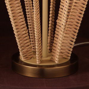 Tall Boho Coastal Rustic Paper Rope <strong>Rattan</strong> Wicker Look Electric E26 B22 <strong>Lamp</strong> Beige Fabric Linen <strong>Shade</strong> - Product Image 4