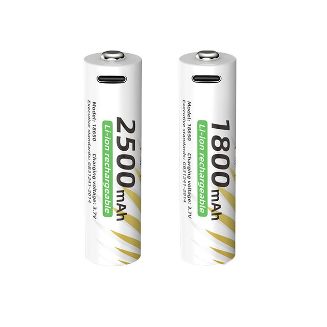 18650 3.7V 2500mAh 1800mAh Lithium Ion Rechargeable Battery, USB C Li-Ion Battery for Flashlight, Streamlight, Headlamp