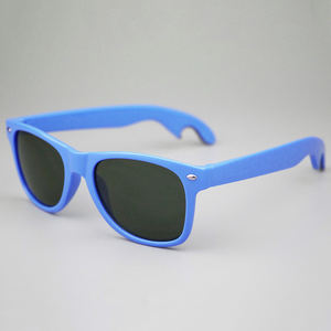 Gafas de sol retro unisex logotipo personalizado venta al por mayor certificado CE UV400 abrebotellas de cerveza verde/amarillo/PC azul cielo/blanco plástico rojo - Product Image 1