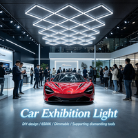 Plafonnier LED Dimmable Blanc Froid 6500K pour Exposition Automobile, Conception Géométrique DIY, Idéal pour Salon Automobile, Détailing Automobile, Garage