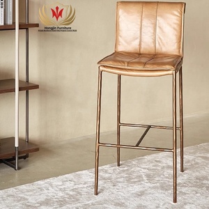 HJ HOME Chaise <span class=keywords><strong>de</strong></span> comptoir <span class=keywords><strong>de</strong></span> luxe <span class=keywords><strong>en</strong></span> <span class=keywords><strong>cuir</strong></span> ciré faite à la main <span class=keywords><strong>Tabouret</strong></span> <span class=keywords><strong>en</strong></span> <span class=keywords><strong>cuir</strong></span> grainé Pieds <span class=keywords><strong>en</strong></span> cuivre Tabourets <span class=keywords><strong>de</strong></span> <span class=keywords><strong>bar</strong></span> <span class=keywords><strong>de</strong></span> cuisine Wabi-sabi - Product Image 2