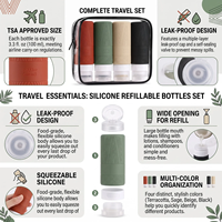 Ensemble de flacons de voyage pour articles de toilette, flacons de voyage approuvés par la TSA, accessoires, ensemble de flacons de voyage en silicone réutilisables et étanches