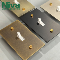 Interrupteurs muraux à bascule en laiton Niva American Standard, 1 poste, multiprise US, panneau en laiton antique, OEM personnalisé