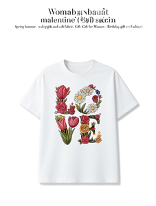 Womabauat T-shirt casual da donna a maniche corte con scollo rotondo, stampa floreale, cotone leggero, regalo primaverile/estivo per lei - Product Image 1